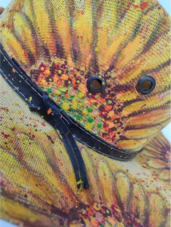 VTG Hand Painted Sunflower Mexican Straw Hat Leather Band Boho Western Ranch M main image 4